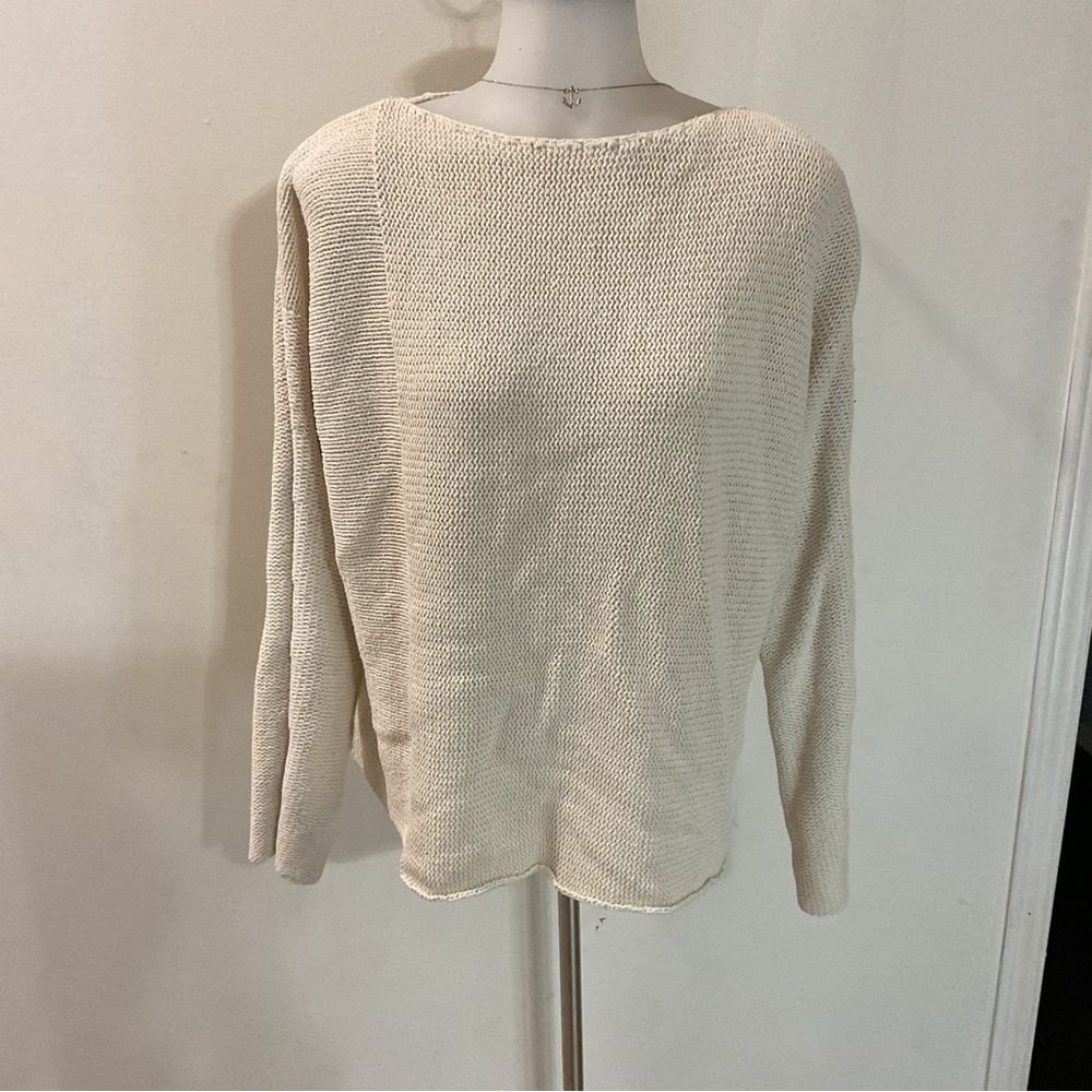 J. Jill Beige Crochet Silk Blend Sweater Size L